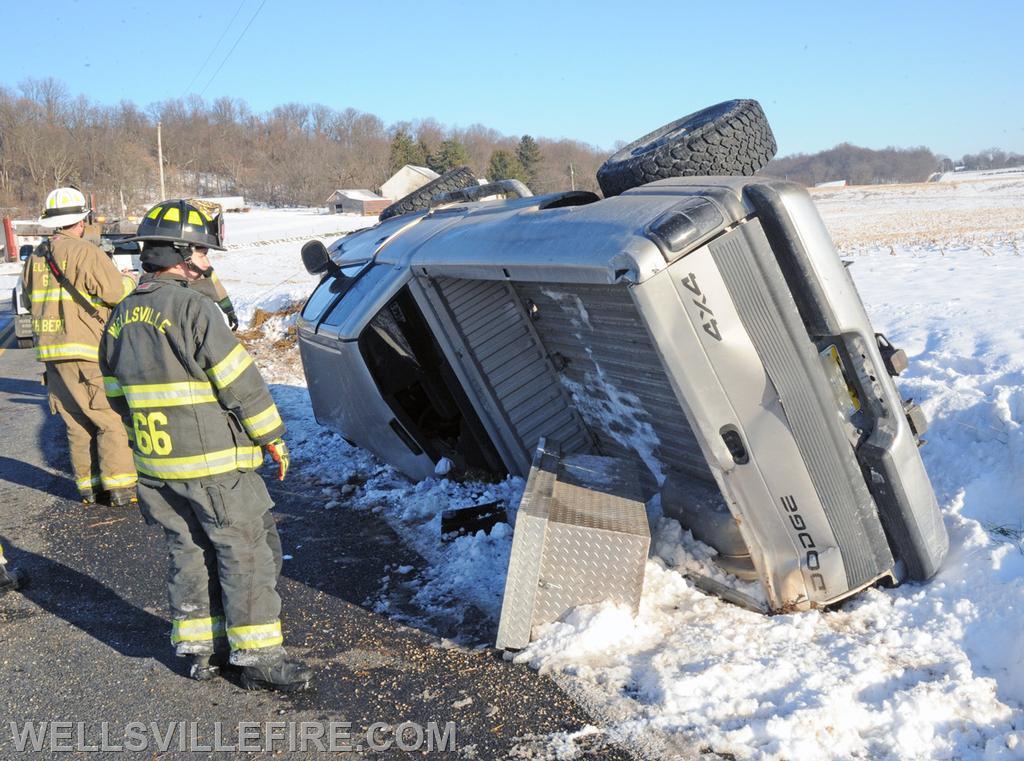 January 8, pickup rollover on Cabin Hollow Road.  photo by curt werner