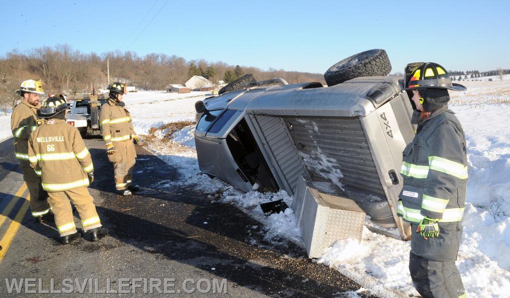 January 8, pickup rollover on Cabin Hollow Road.  photo by curt werner
