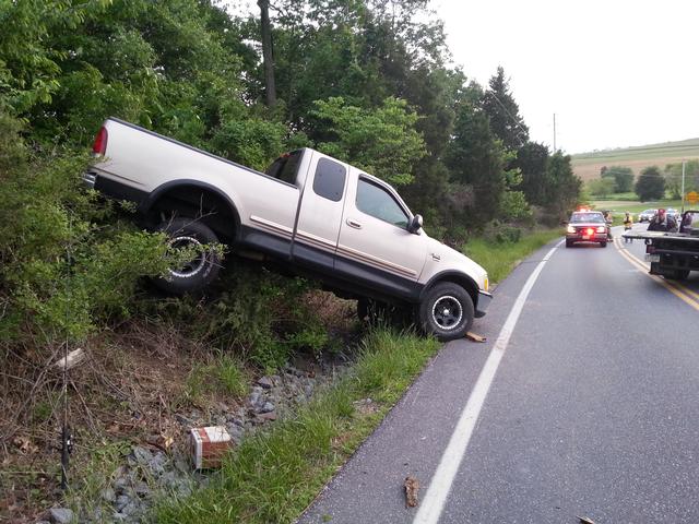 Crews responded on 5/27/13 to a single vehicle accident, no injuries. Photo by Jacob Albert. 