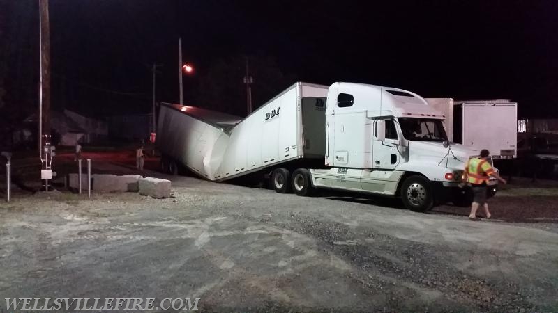 WFC was dispatched for a pole fire/wires, upon responding to the station, a disabled tractor trailer was discovered on Carroll Street, which had a hit a pole about a mile away on the corner of Carlisle Rd and Yeager Rd. Units responded to both locations. Photo by J. Albert