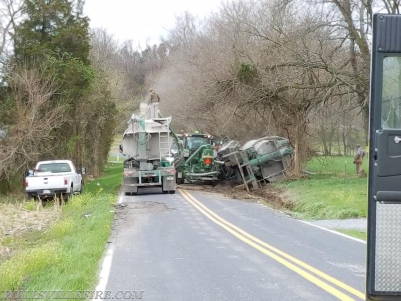 4/24/18 - WFC responded to a tractor trailer on its side on Minebank Rd. No injuries were reported. The road was closed for several hours. Photos by J. Albert