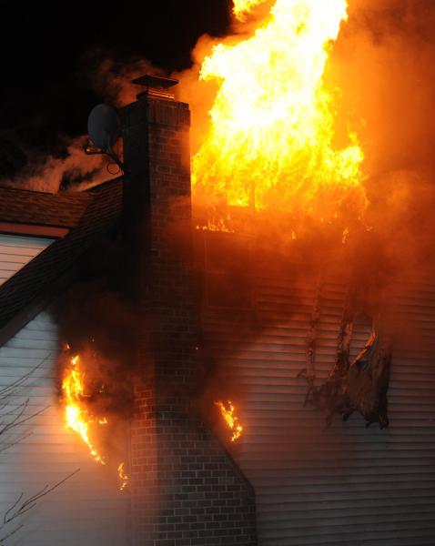 House fire in Monaghan Township on Monday, November 17.  Photo by Curt Werner
