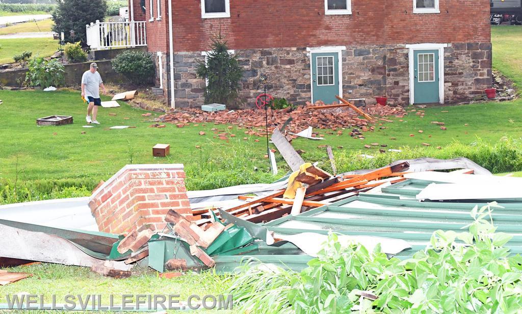 8-10-21 High winds and rain blew roof off house on Cabin Hollow Road, Warrington Township. photos by curt werner