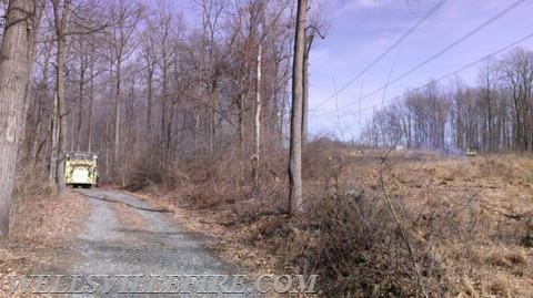 Brush fire under power lines @ 550 Round Top Road, Warrington Township, 4-12-15, - Photo by Larry Anderson