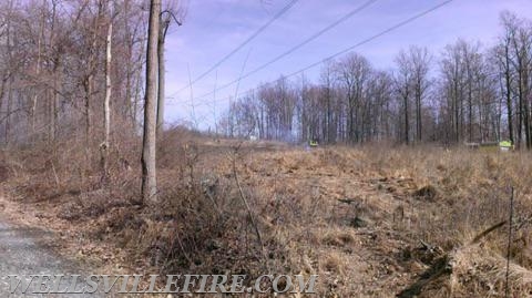 Brush fire under power lines @ 550 Round Top Road, Warrington Township, 4-12-15, - Photo by Larry Anderson