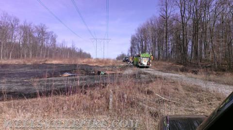 Brush fire under power lines @ 550 Round Top Road, Warrington Township, 4-12-15, - Photo by Larry Anderson