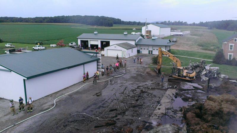 Barn Fire - Kralltown Road, Washington Township, August 30, 2015.  Photo by Larry Anderson