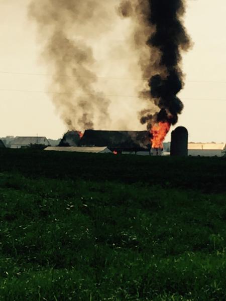 Barn Fire - Kralltown Road, Washington Township, August 30, 2015.  Photo by Larry Anderson