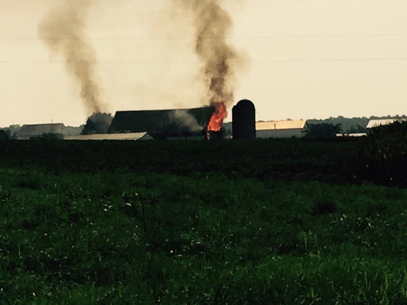 Barn Fire - Kralltown Road, Washington Township, August 30, 2015.  Photo by Larry Anderson