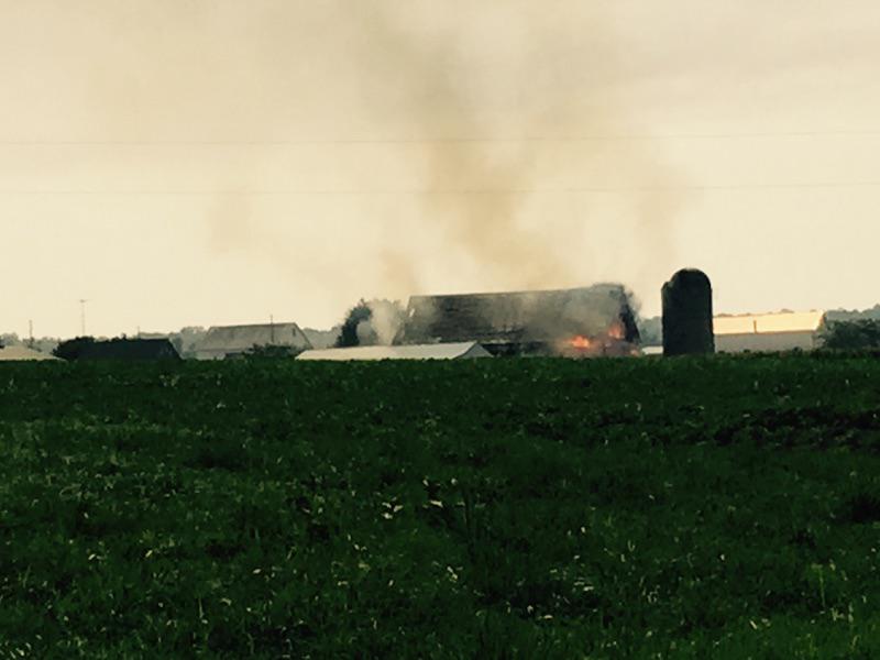 Barn Fire - Kralltown Road, Washington Township, August 30, 2015.  Photo by Larry Anderson