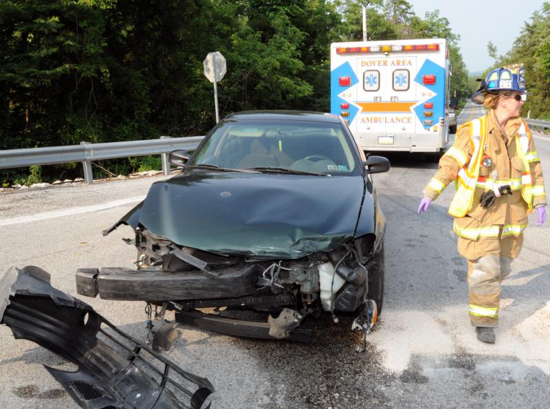 Two car collision on Tuesday, July 7, intersection of Carlisle Road and Alpine Road.  photo by curt werner
