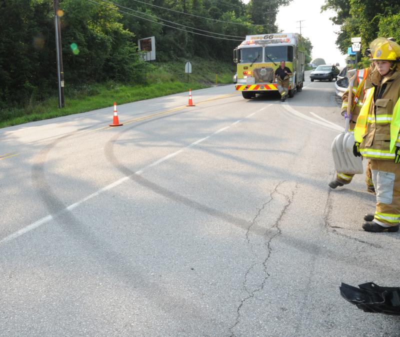 Two car collision on Tuesday, July 7, intersection of Carlisle Road and Alpine Road.  photo by curt werner