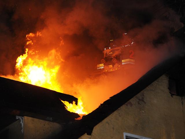 Early morning fire in Warrington Twp on Alpine Road. photos by Curt Werner