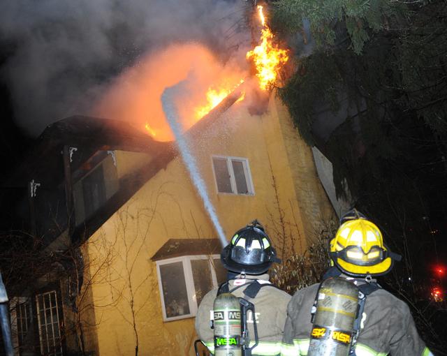 Early morning fire in Warrington Twp on Alpine Road. photos by Curt Werner