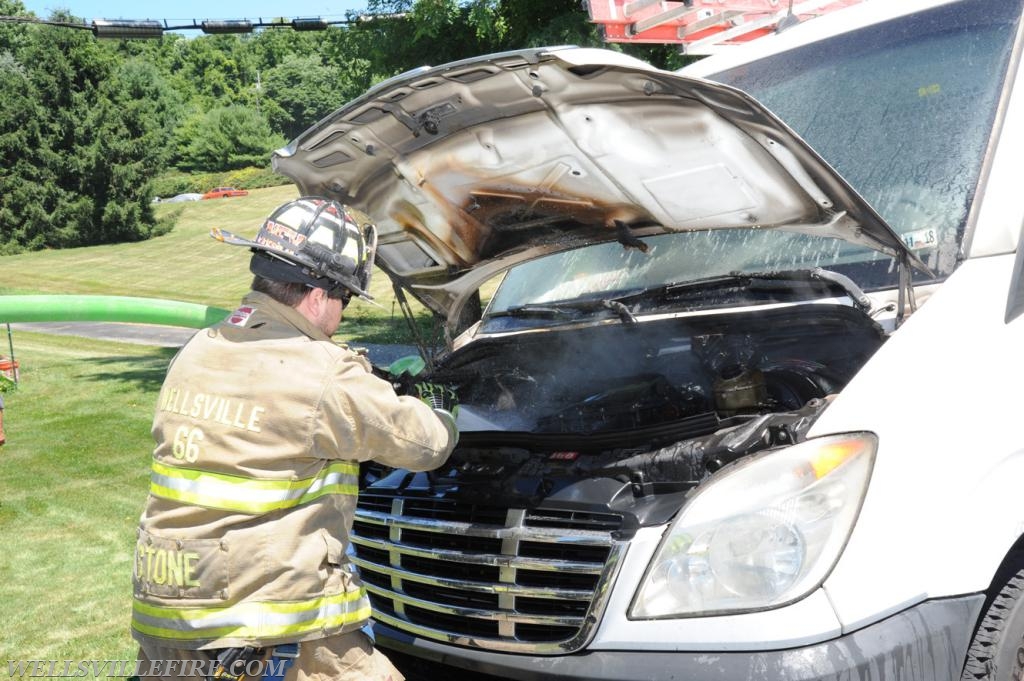 Van fire on Old York Road, Monday, July 9.  Photo by curt werner  In photo Chris Stone.
