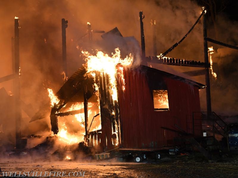 Barn Fire on Sunday, February 26, Meadow Trail, Monaghan Township.  photos by Curt Werner