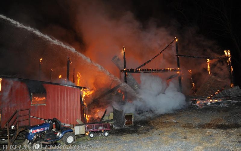 Barn Fire on Sunday, February 26, Meadow Trail, Monaghan Township.  photos by Curt Werner