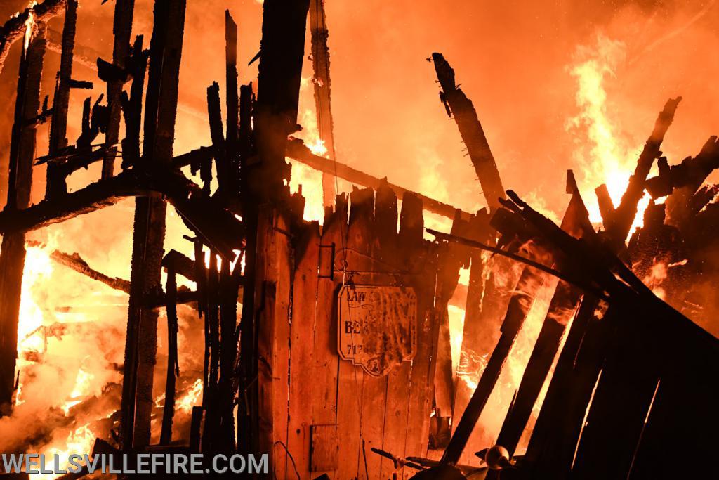 July 4, Saturday, barn fire on North Street in Wellsville.  photos by curt werner