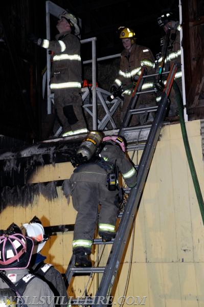 Quick action saves barn on Main St, Wellsville, May 20th, 1:00 a.m.  photos by Curt Werner