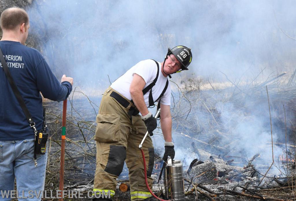 Wednesday, March 11, brush fire on Farm Valley Road, Warrington Township.  photos by curt werner