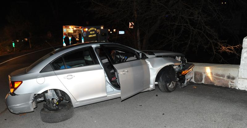 Wreck on Kunkles Mill Road Bridge on Tuesday, November 17 at 10:10 p.m.  Photos by Curt Werner