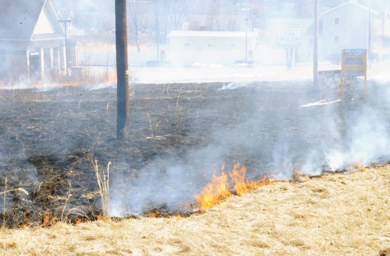 Brush fire on York Road, Thursday, March 19.  photos by Curt Werner
