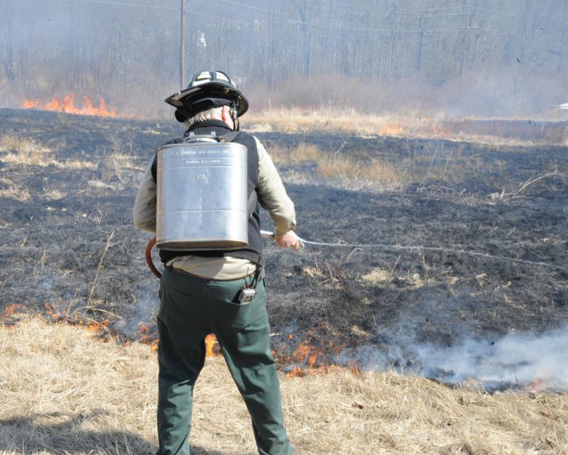 Brush fire on York Road, Thursday, March 19.  photos by Curt Werner