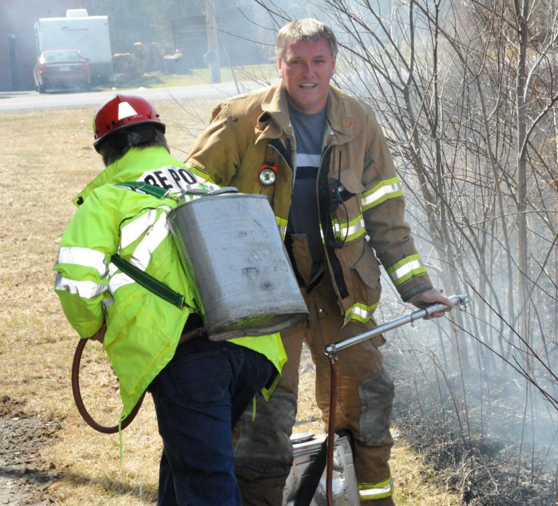 Brush fire on York Road, Thursday, March 19.  photos by Curt Werner