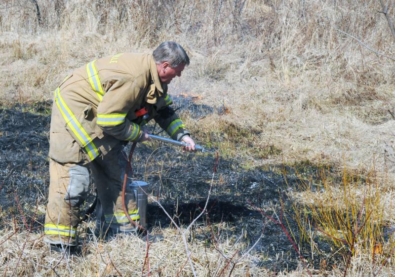 Brush fire on York Road, Thursday, March 19.  photos by Curt Werner