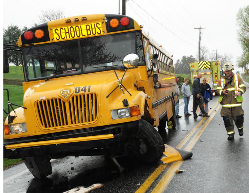 On Monday, April 20, a vehicle hit a Northern School District  school bus on Carlisle Road, Washington Township, at 9:05 a.m.  There was no children on the bus and the driver of the bus was unhurt.  The driver of the vehicle was taken to a local hospital