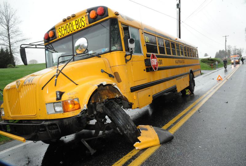 On Monday, April 20, a vehicle hit a Northern School District  school bus on Carlisle Road, Washington Township, at 9:05 a.m.  There was no children on the bus and the driver of the bus was unhurt.  The driver of the vehicle was taken to a local hospital