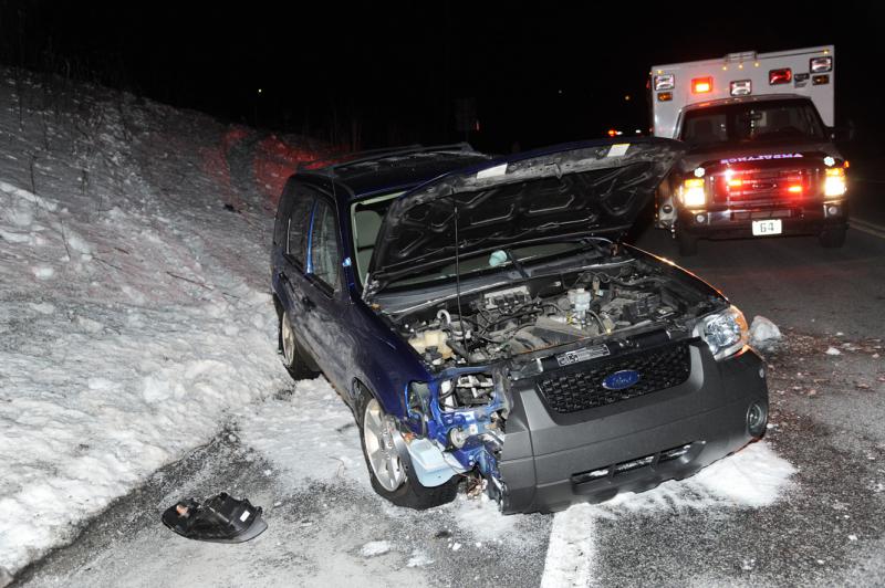 Car leaves road up embankment on Saturday, Feb. 28, 1:42 a.m.  Old York & Lisburn Road.
