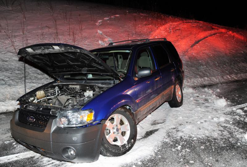 Car leaves road up embankment on Saturday, Feb. 28, 1:42 a.m.  Old York & Lisburn Road.