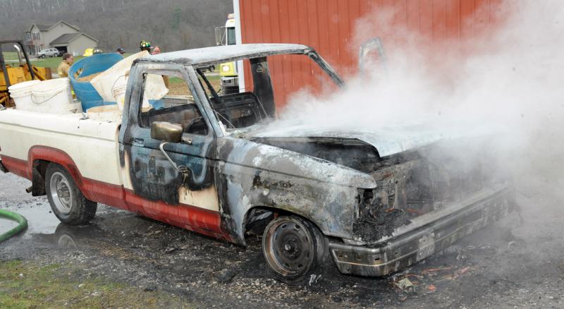 Car fire on Detters Mill Road on Wednesday, April 8.  Photos by Curt Werner
