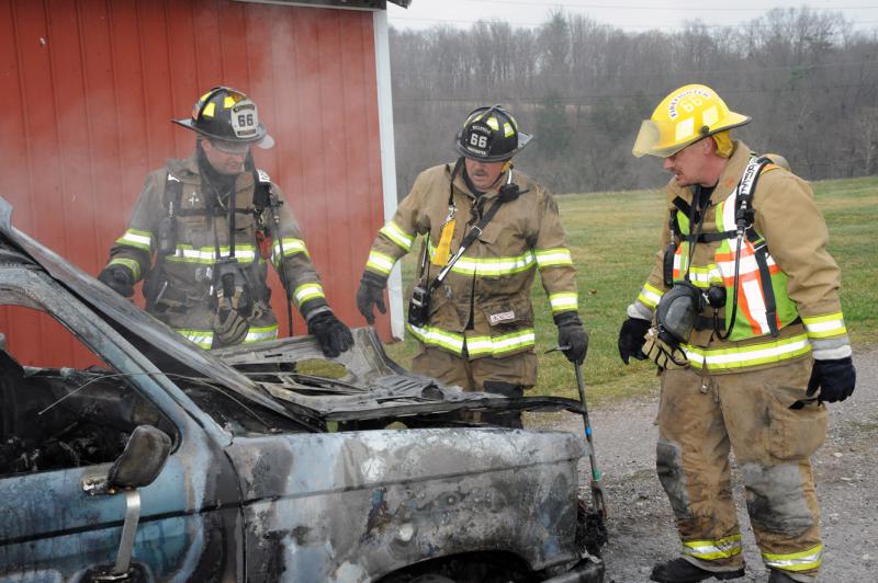 Car fire on Detters Mill Road on Wednesday, April 8.  Photos by Curt Werner