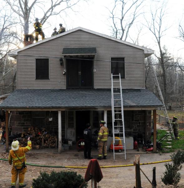 Chimney fire on Kralltown Road, 11/24/15.  photos by Curt Werner
