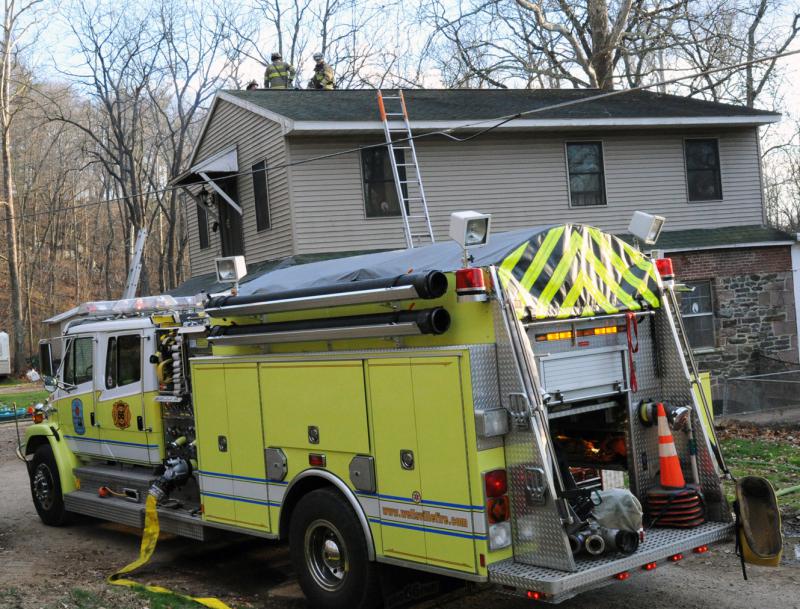 Chimney fire on Kralltown Road, 11/24/15.  photos by Curt Werner