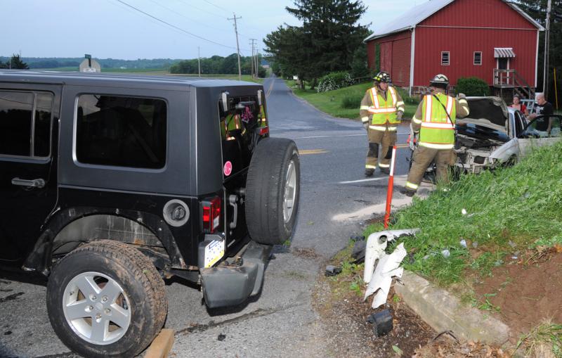 Two vehicle crash on Carlisle Rd & Mt. Top Rd, Warrington Twp. on 05/29/15. Photo by Curt Werner
