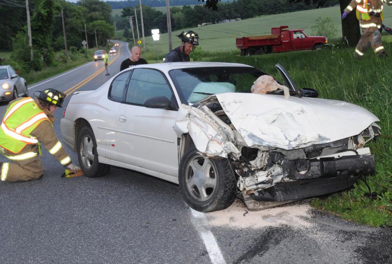 Two vehicle crash on Carlisle Rd & Mt. Top Rd, Warrington Twp. on 05/29/15. Photo by Curt Werner