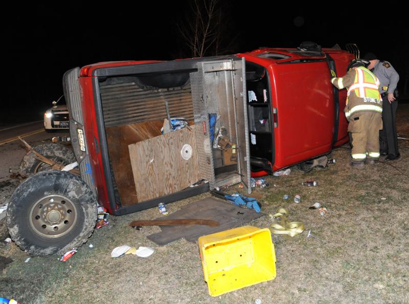 Vehicle overturned 3/21/16, 22:53. on Pinetown Road.  photo by curt werner