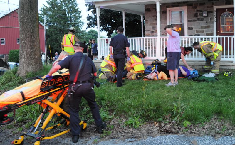 Two vehicle crash on Carlisle Rd & Mt. Top Rd, Warrington Twp. on 05/29/15. Photo by Curt Werner