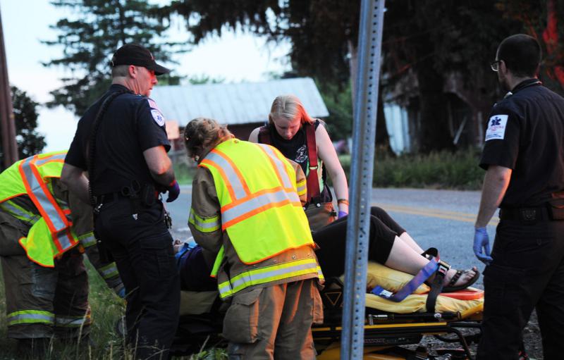 Two vehicle crash on Carlisle Rd & Mt. Top Rd, Warrington Twp. on 05/29/15. Photo by Curt Werner