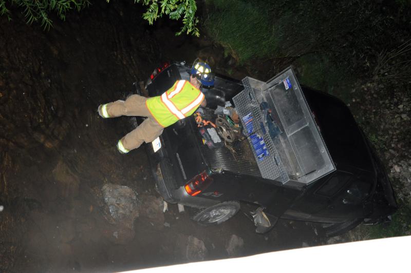 Truck into creek near intersection of Ridge and Bentz Mill Road on Friday, July 24.