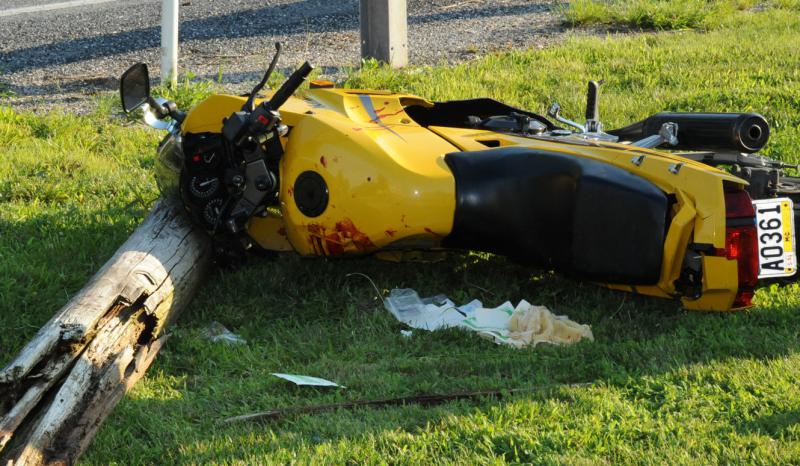 Motorcycle accident on Wednesday, July 15, at Fickes Rd & Carlisle Rd.  One person to the hospital.  photo by Curt Werner