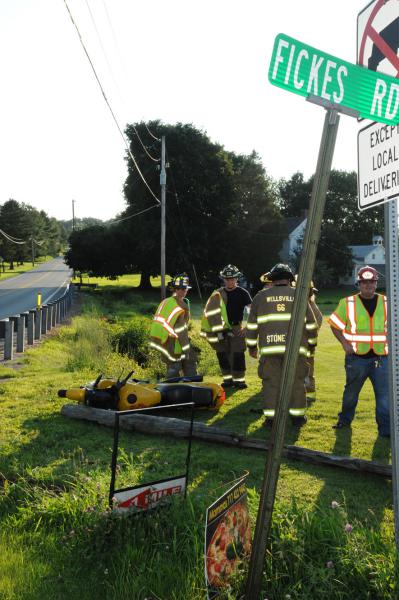 Motorcycle accident on Wednesday, July 15, at Fickes Rd & Carlisle Rd.  One person to the hospital.  photo by Curt Werner