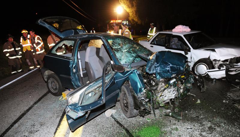 On Friday night, April 1, 11:00 p.m., two cars collided at the intersection of Pickett Road and Davidsburg Road, Washington Township, sending three people to a local hospital.  Wellsville Fire Company, East Berlin Fire Company, Liberty Ambulance, fire police and the Pa. State Police were on the scene.
photo by curt werner
