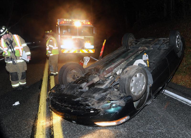 Car rollover on Alpine Road on Thursday, October 22.  Photos by Curt Werner
