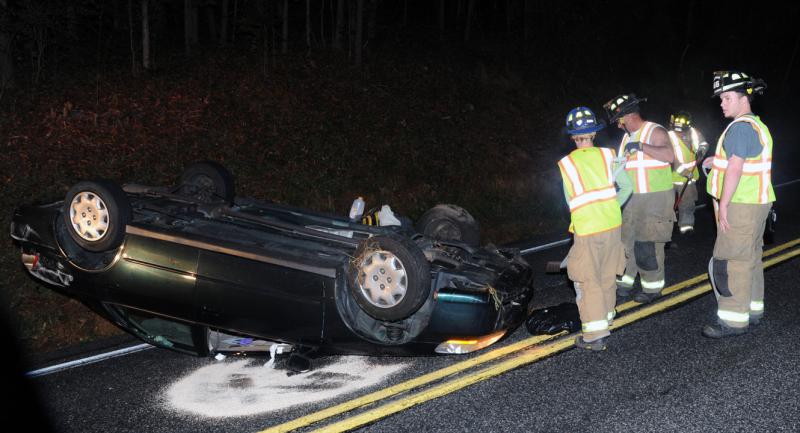 Car rollover on Alpine Road on Thursday, October 22.  Photos by Curt Werner