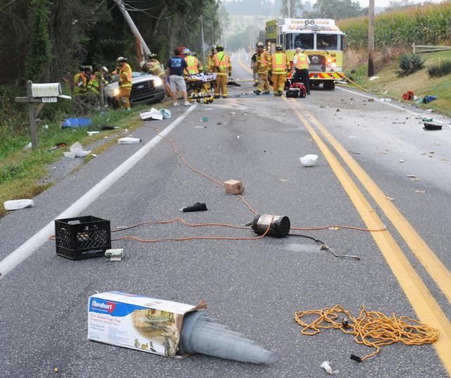 Orkin truck wreck on Carlisle Road on Tuesday morning, Sept. 10.  Photo by Curt Werner