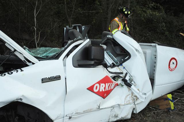 Orkin truck wreck on Carlisle Road on Tuesday morning, Sept. 10.  Photo by Curt Werner